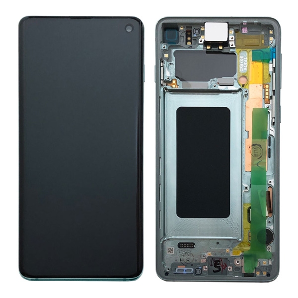 Samsung G973 S10 LCD Keretes Gyári Prizma Zöld