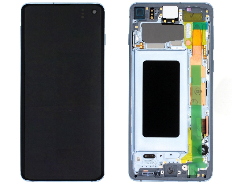 Samsung G973 S10 LCD+Battery  Keretes Gyári Prizma Kék