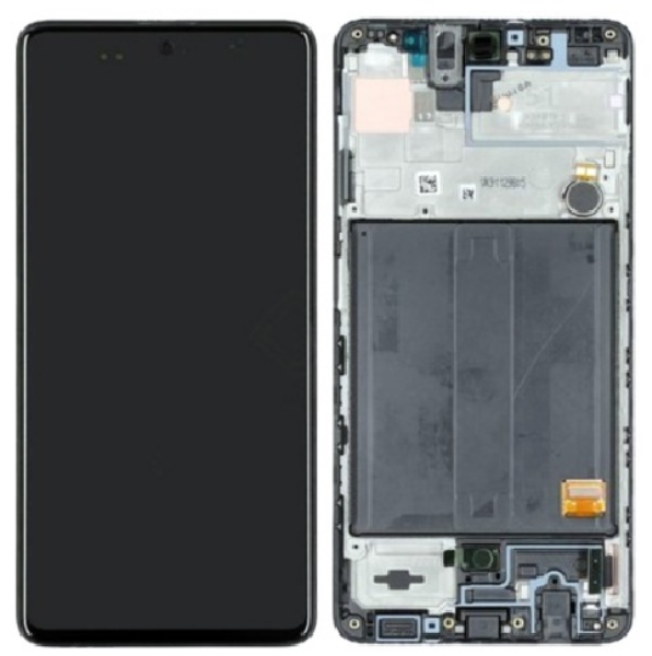 Samsung A515 A51 LCD Keretes Gyári Fekete