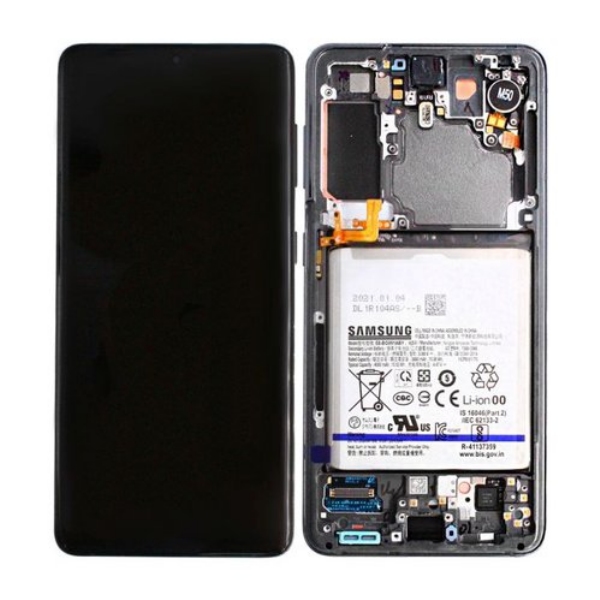 Samsung G996 S21+ LCD Keretes Gyári Fekete
