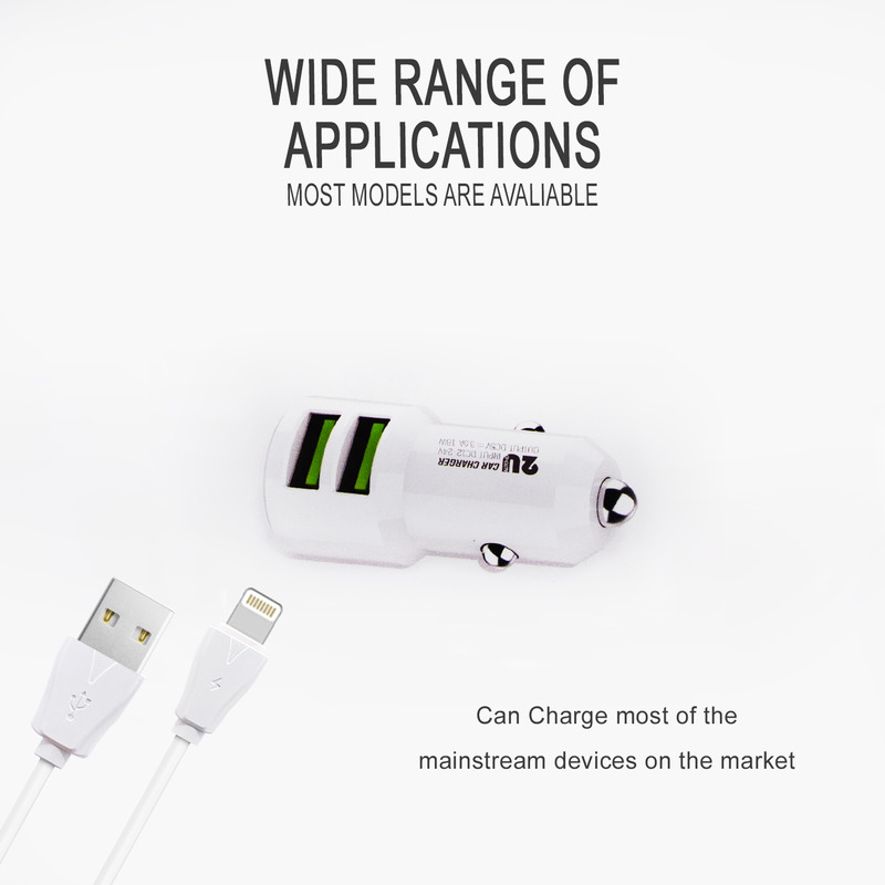 GREEN ON Double USB Lightning 3.6A Car Charger C30