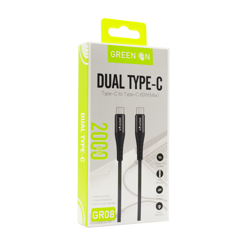 GREEN ON Dual Cable USB-C To USB-C GR08 2M
