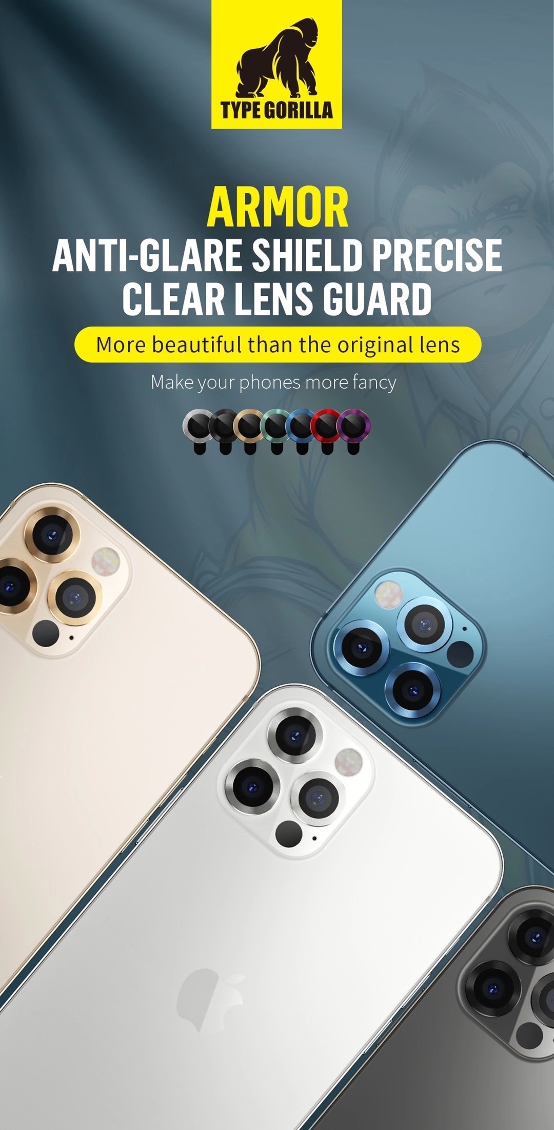 Apple iPhone 12 Pro TG Armor 3D Kamera Védő Üvegfólia - Kék