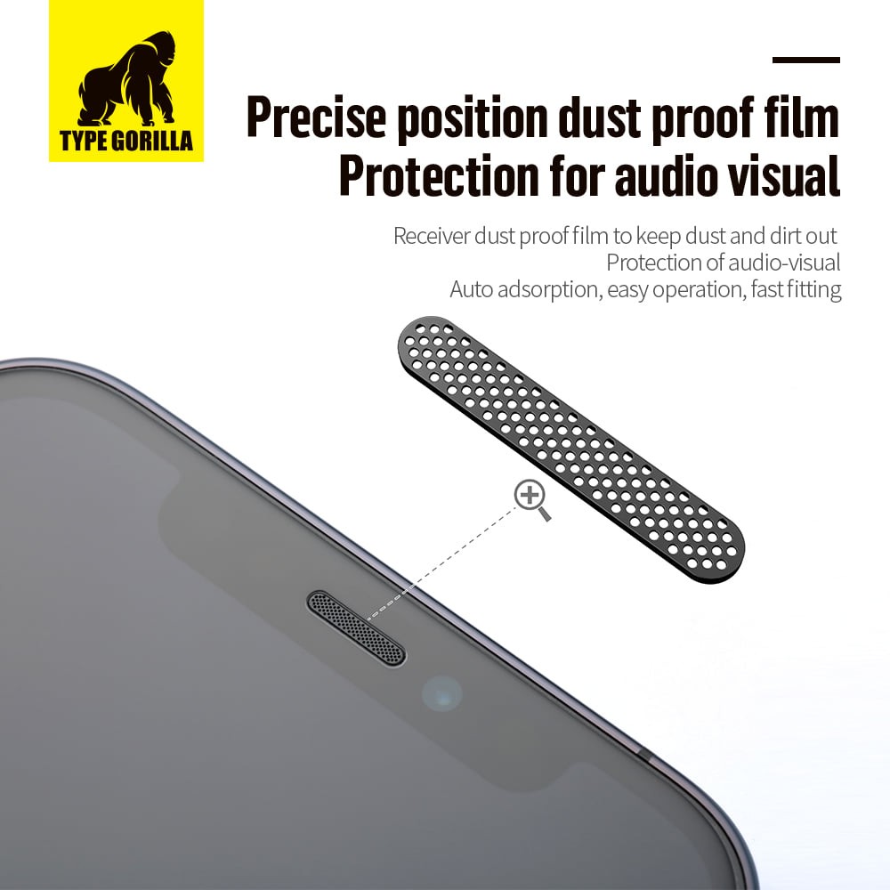 Apple iPhone 12 Mini TG Receiver Dustproof 2.5D Silk Full Üvegfólia - Feke