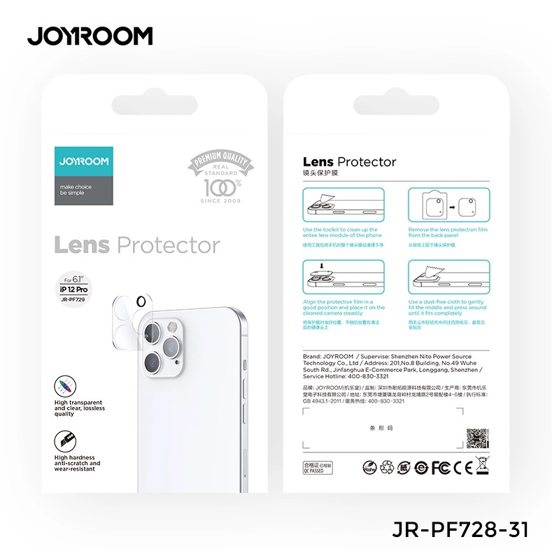 Apple iPhone 12 Mini Joyroom JR-PF728 3D Kameravédő Üvegfólia - Átlátszó