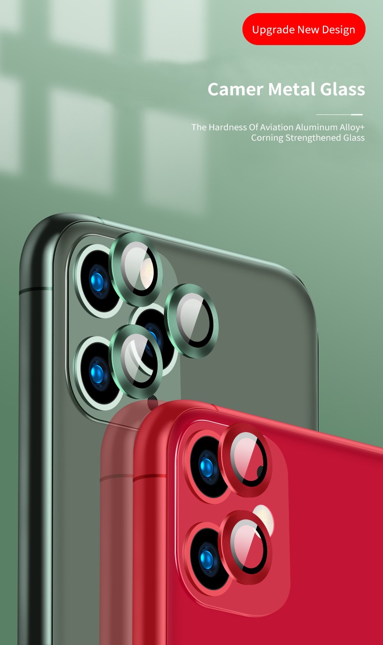 Apple iPhone 11 Pro/11 Pro Max Lito S+ 3D Fém Kamera Védő Üvegfólia - Zöld