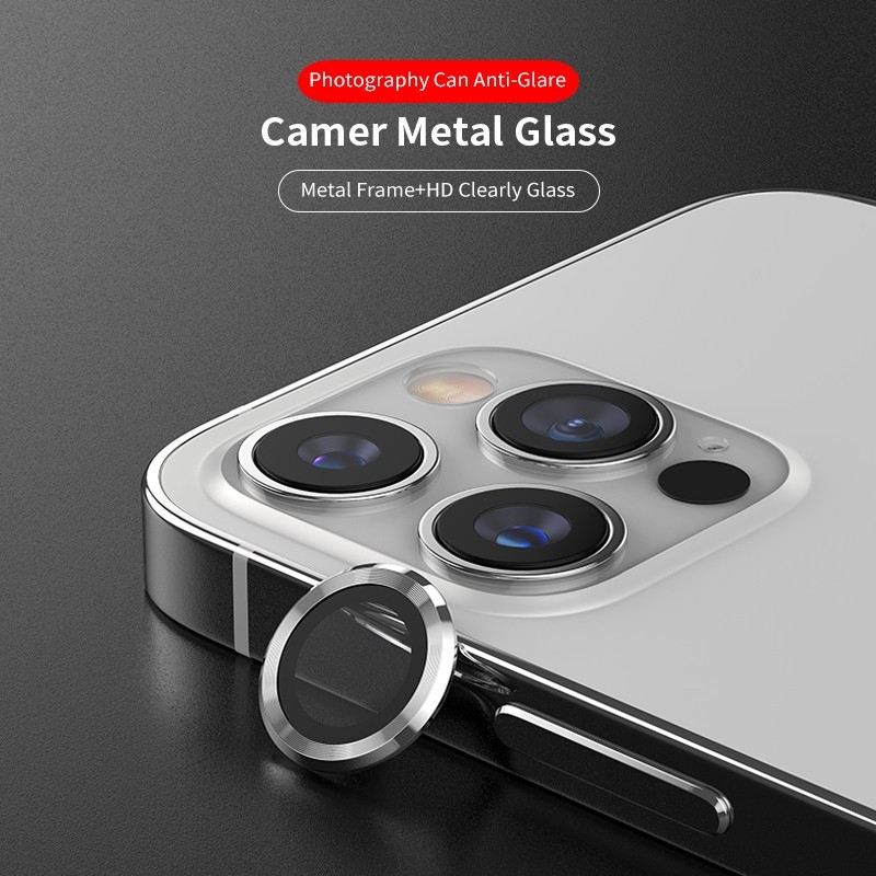 Apple iPhone 13 Pro/13 Pro Max Lito S+ 3D Fém Kamera Védő Üvegfólia - Ezüs