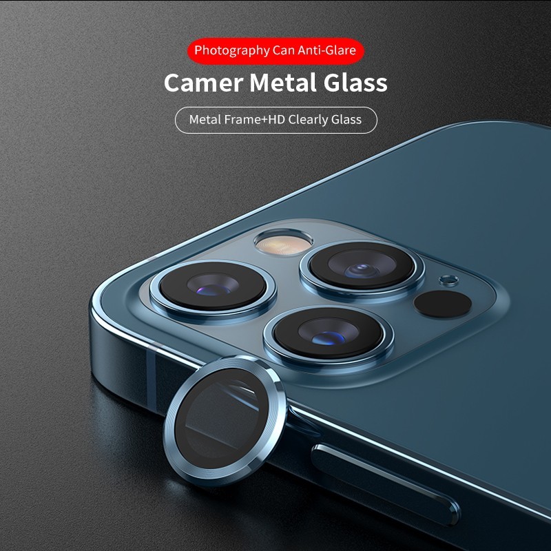 Apple iPhone 13 Pro/13 Pro Max Lito S+ 3D Fém Kamera Védő Üvegfólia - Kék
