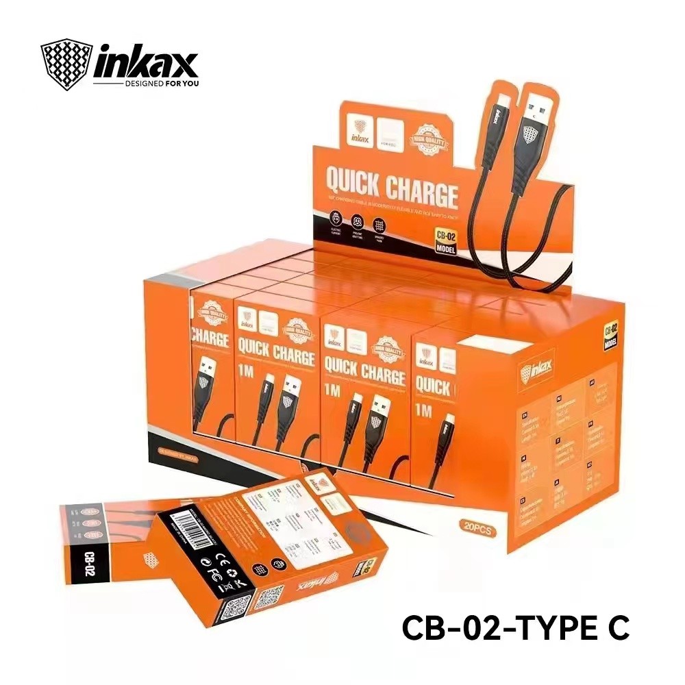 INKAX CB-02 2.1A USB Type-C 1M Adatkábel - Fekete