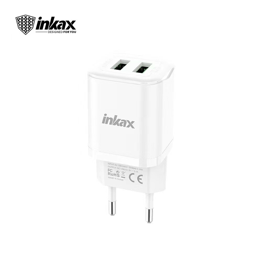 INKAX HC-02 2.4A Hálózati Töltőfej + Micro USB 1M Adatkábel - Fehér