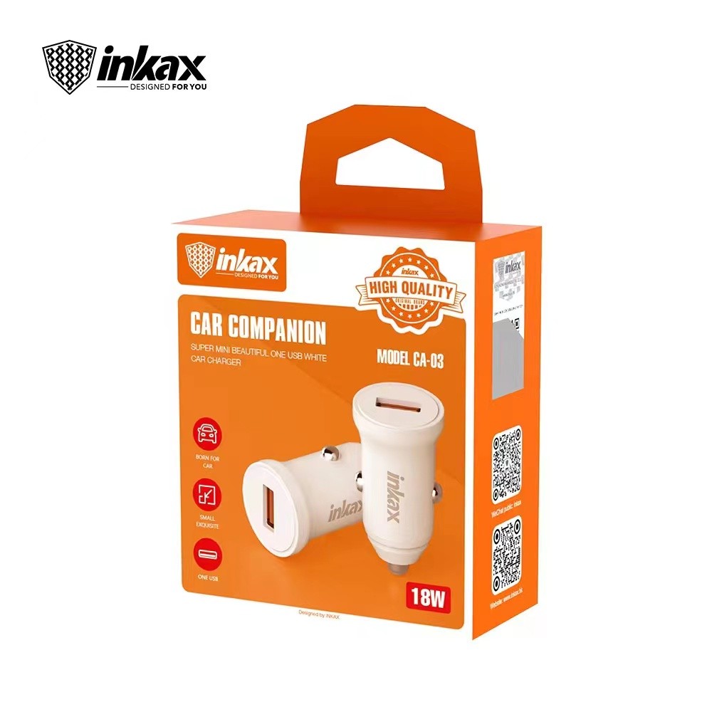 INKAX CA-03 QC 3.0 3.1A Autós Töltőfej - Fehér
