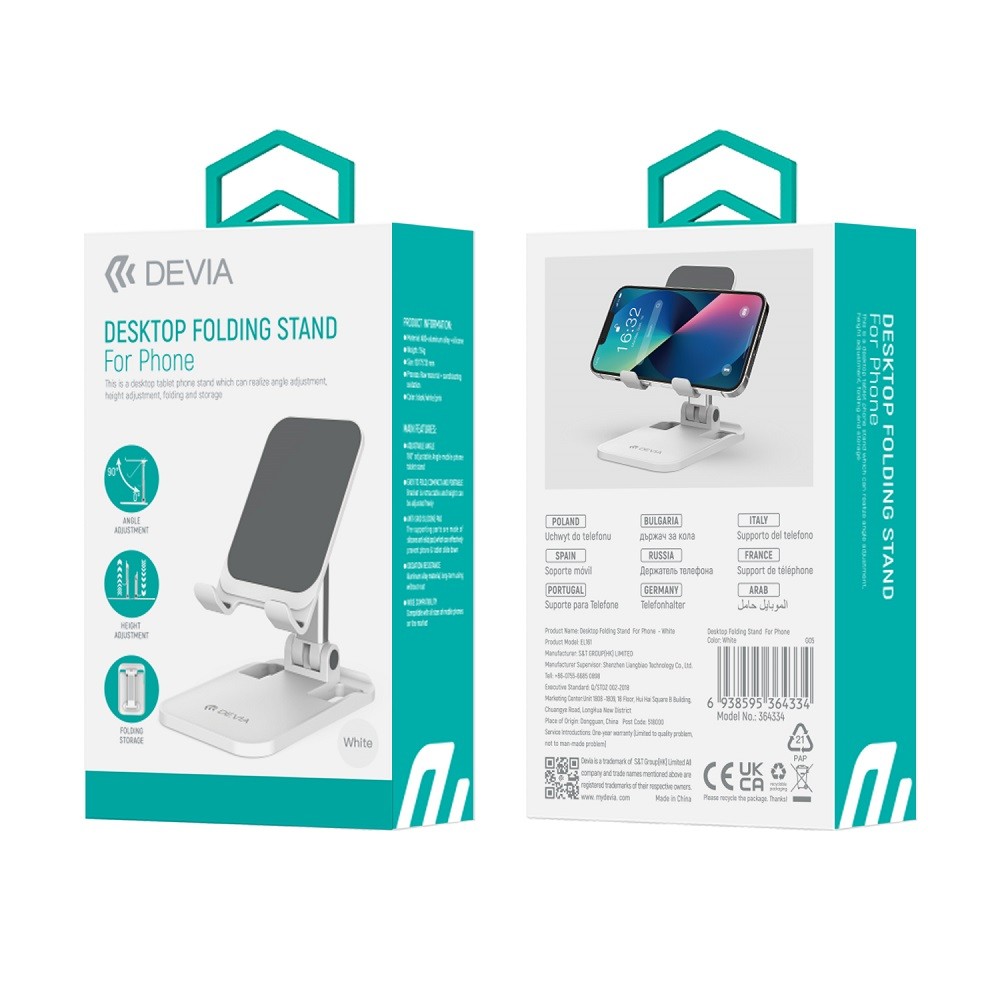 Devia EL161 Desktop Folding Asztali Tartó - Ezüst