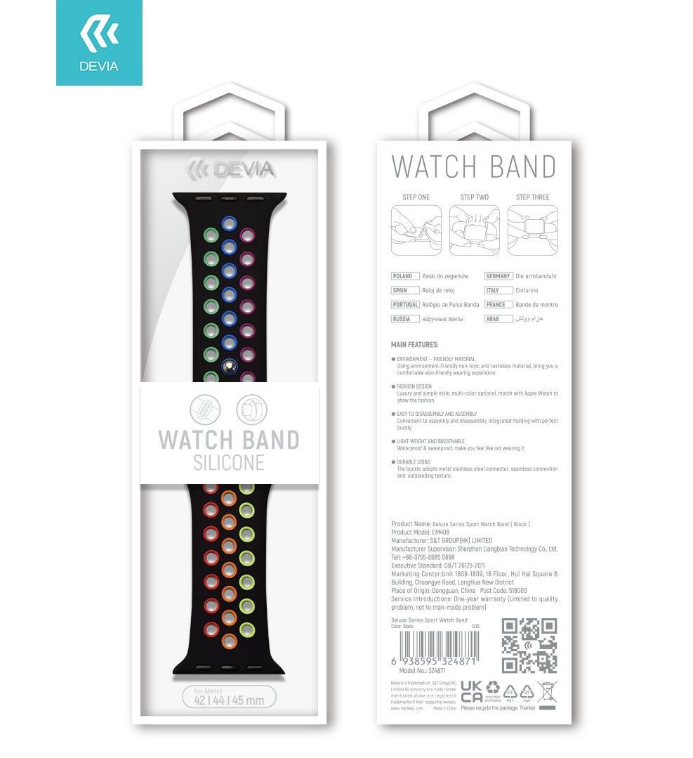Apple iWatch Devia Delux Sport 2 42/44/45mm Óraszíj - Rainbow