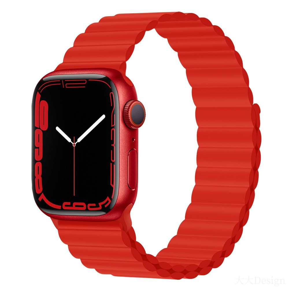 Apple iWatch Devia Delux Sport 3 Silicone Magnet 42/44/45mm Óraszíj - Red