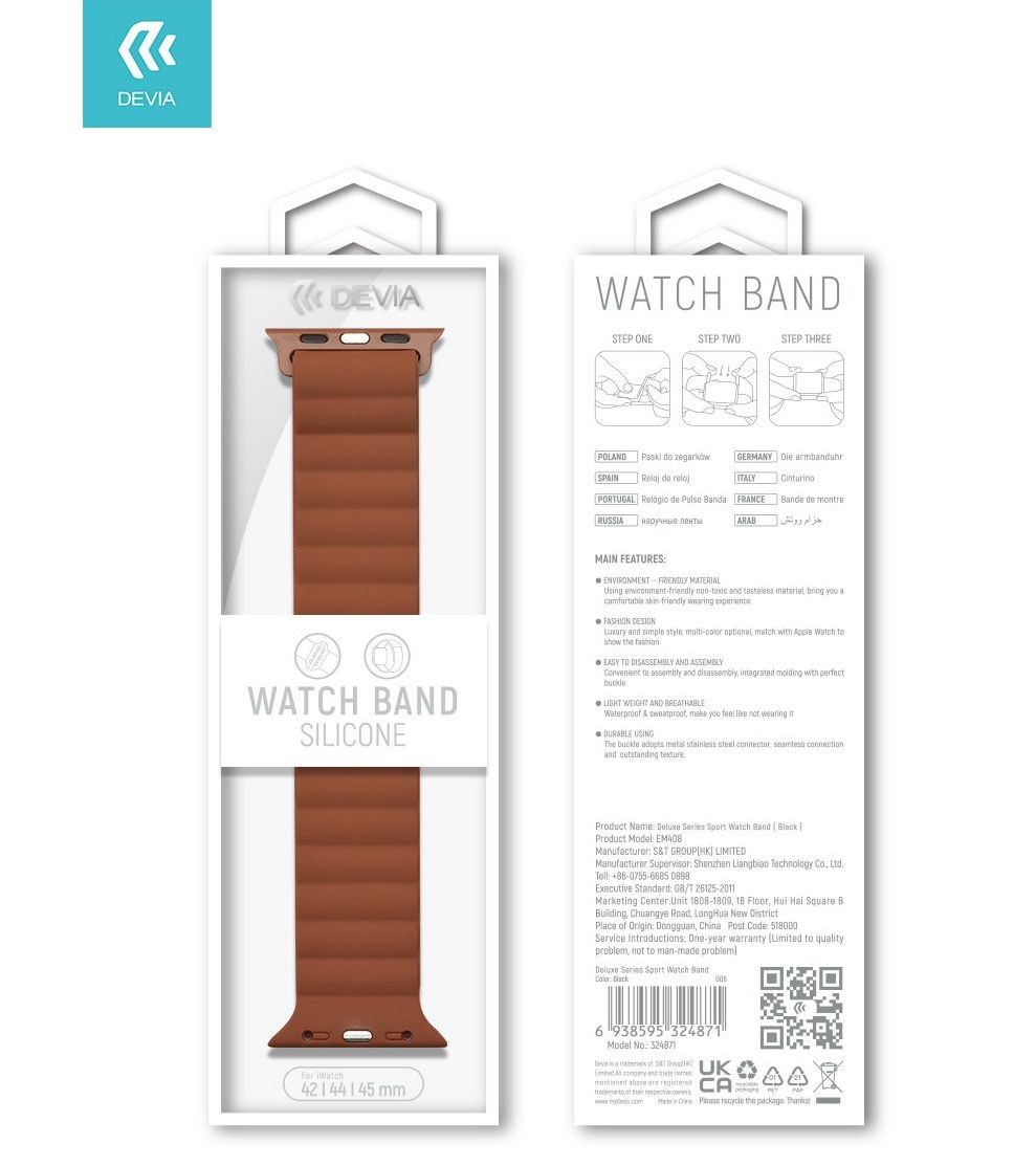 Apple iWatch Devia Delux Sport 3 Silicone Magnet 42/44/45mm Óraszíj - Whit