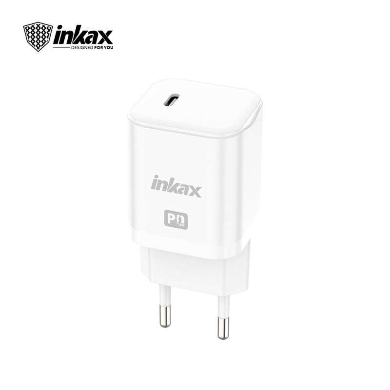 INKAX HC-04 20W PD Hálózati Töltőfej + PD Lightning 1M Adatkábel - Fehér