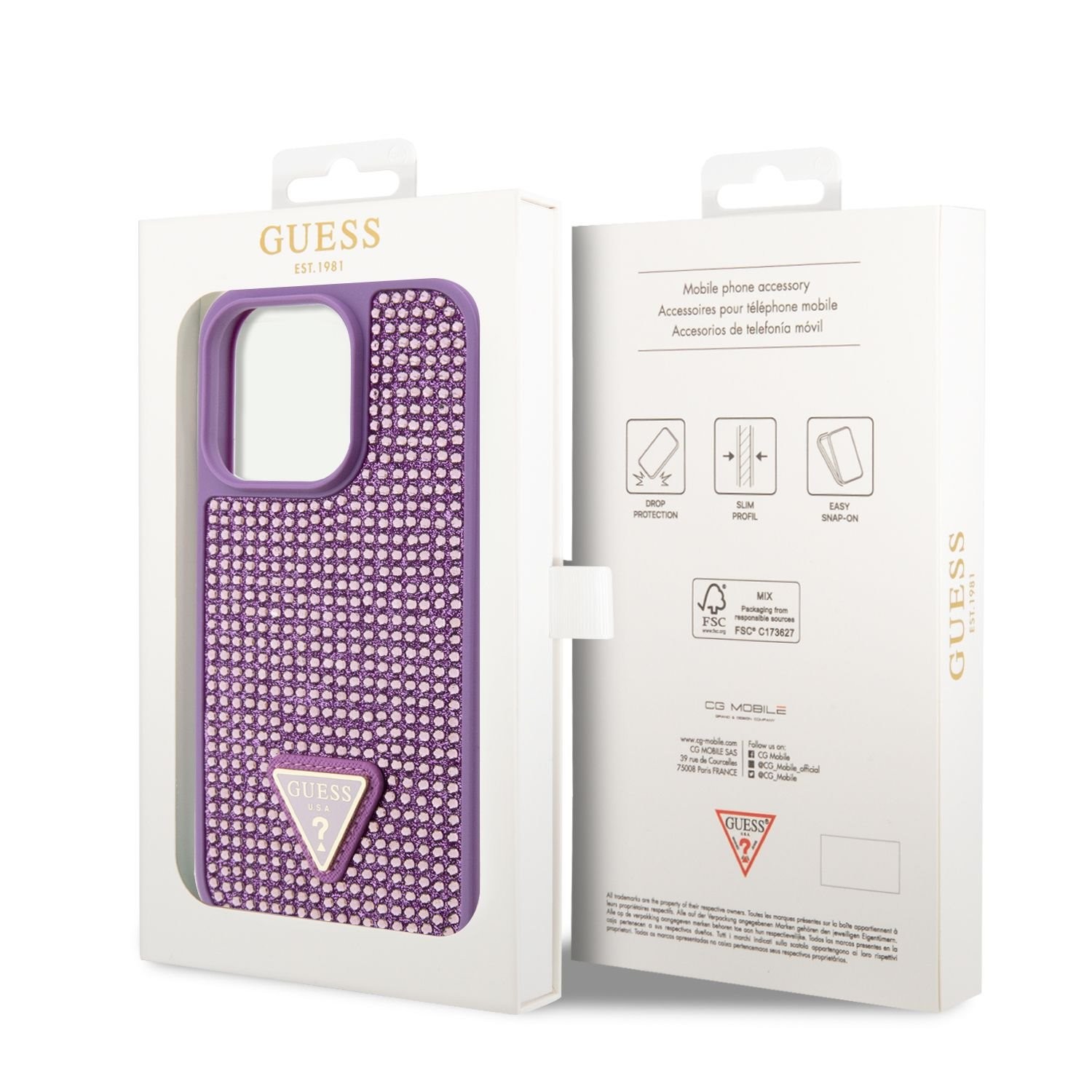 Apple iPhone 14 Pro GUESS GUHCP14LHDGTPU Hátlap - Lila