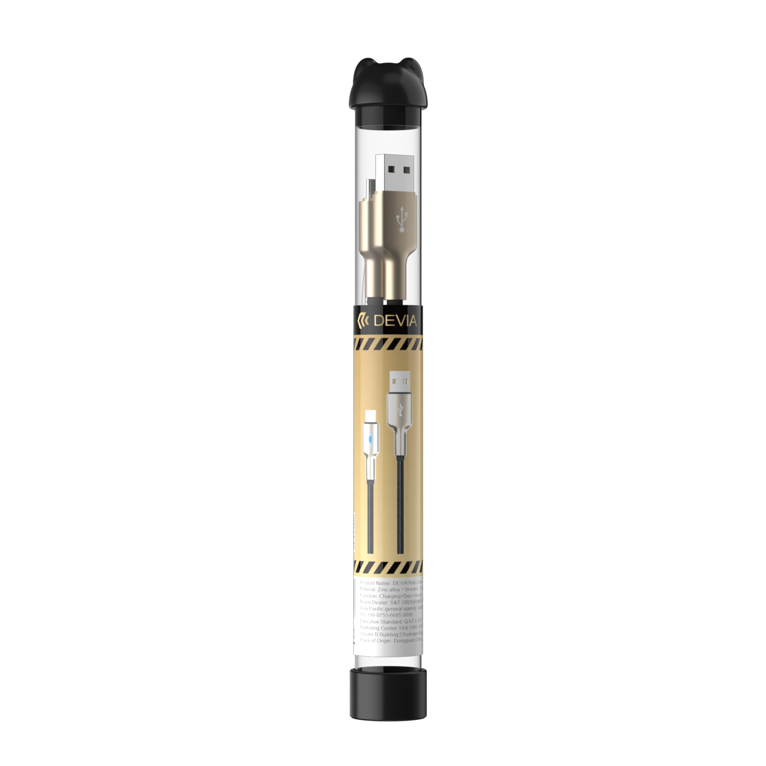 DEVIA EC316 Bubble Fish Zinc Aloy 2.4A USB Type-C 1M Adatkábel - Fekete