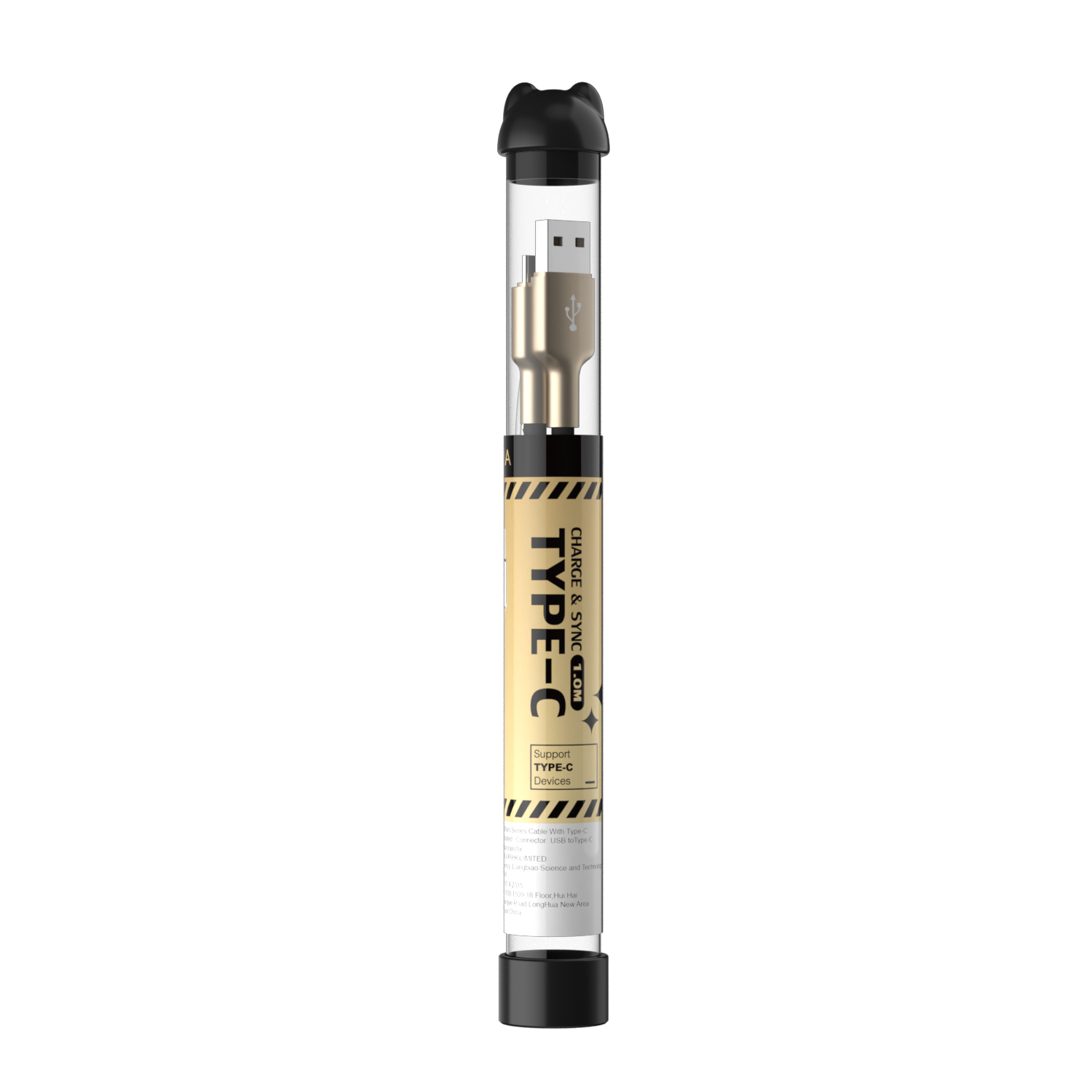 DEVIA EC316 Bubble Fish Zinc Aloy 2.4A USB Type-C 1M Adatkábel - Fekete
