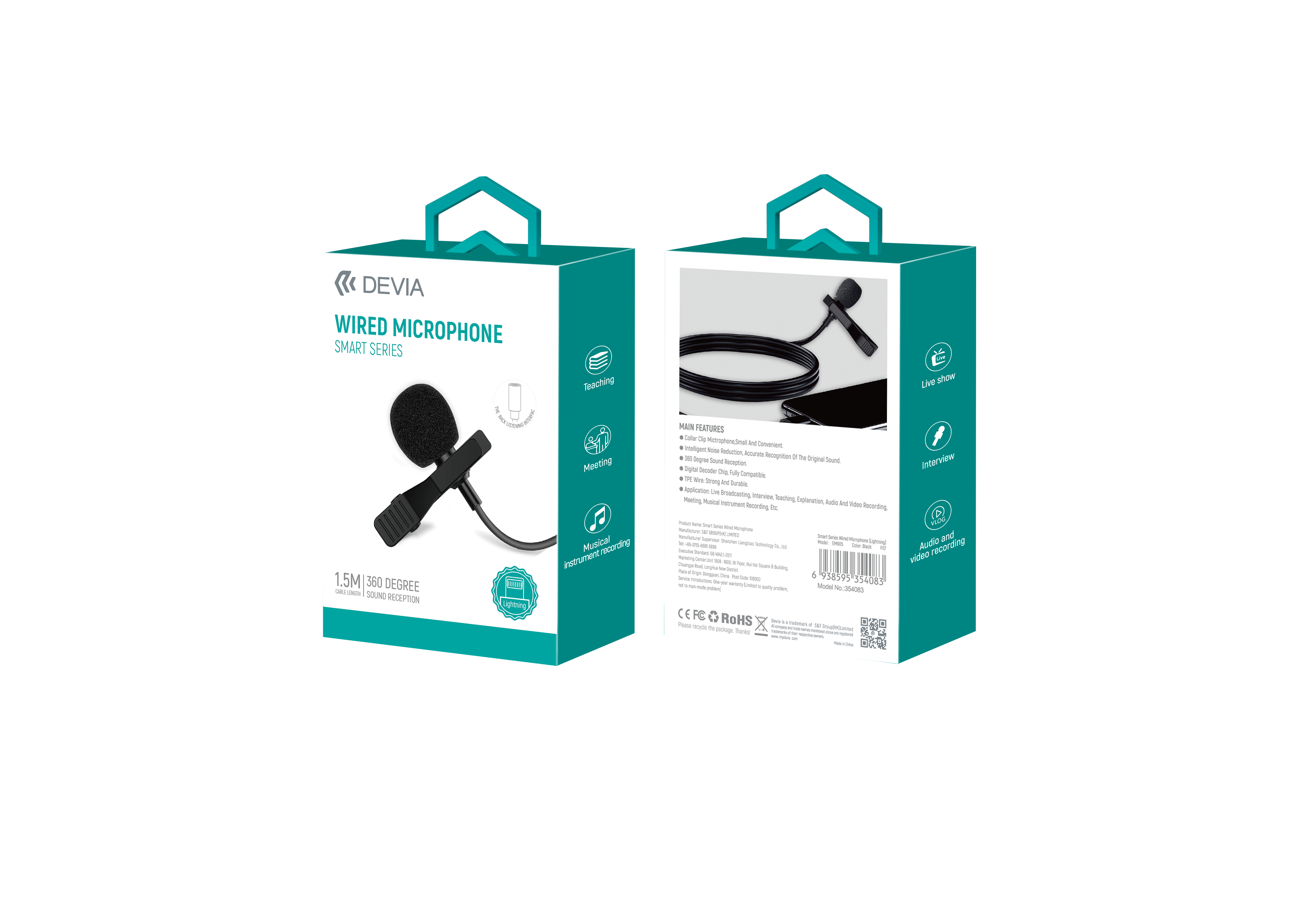 DEVIA EM065 Smart USB Lightning Audió Mikrofon - Fekete