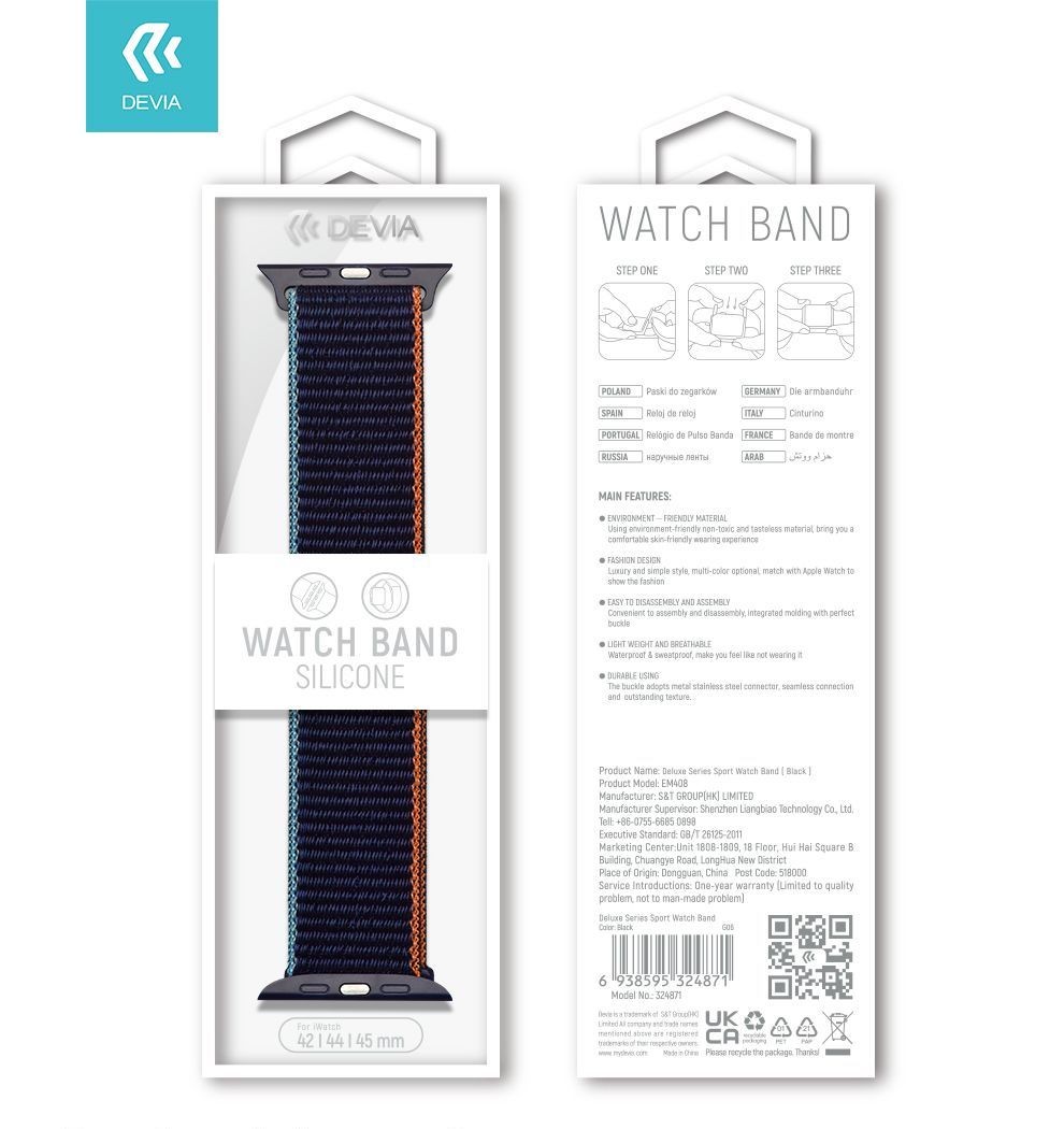 Apple iWatch Devia Delux Sport 3 42/44/45mm óraszíj - Indigo