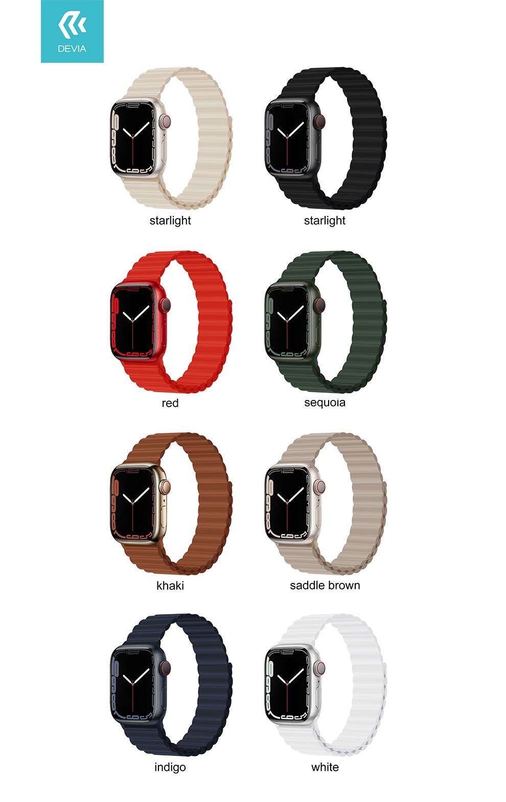 Apple iWatch Devia Delux Sport 3 Silicone Magnet 42/44/45mm Óraszíj - Whit