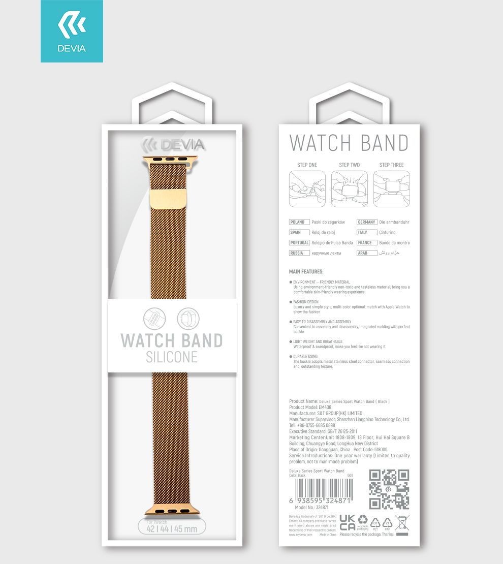 Apple iWatch Devia Elegant Milanese 42/44/45mm Óraszíj - Space Black