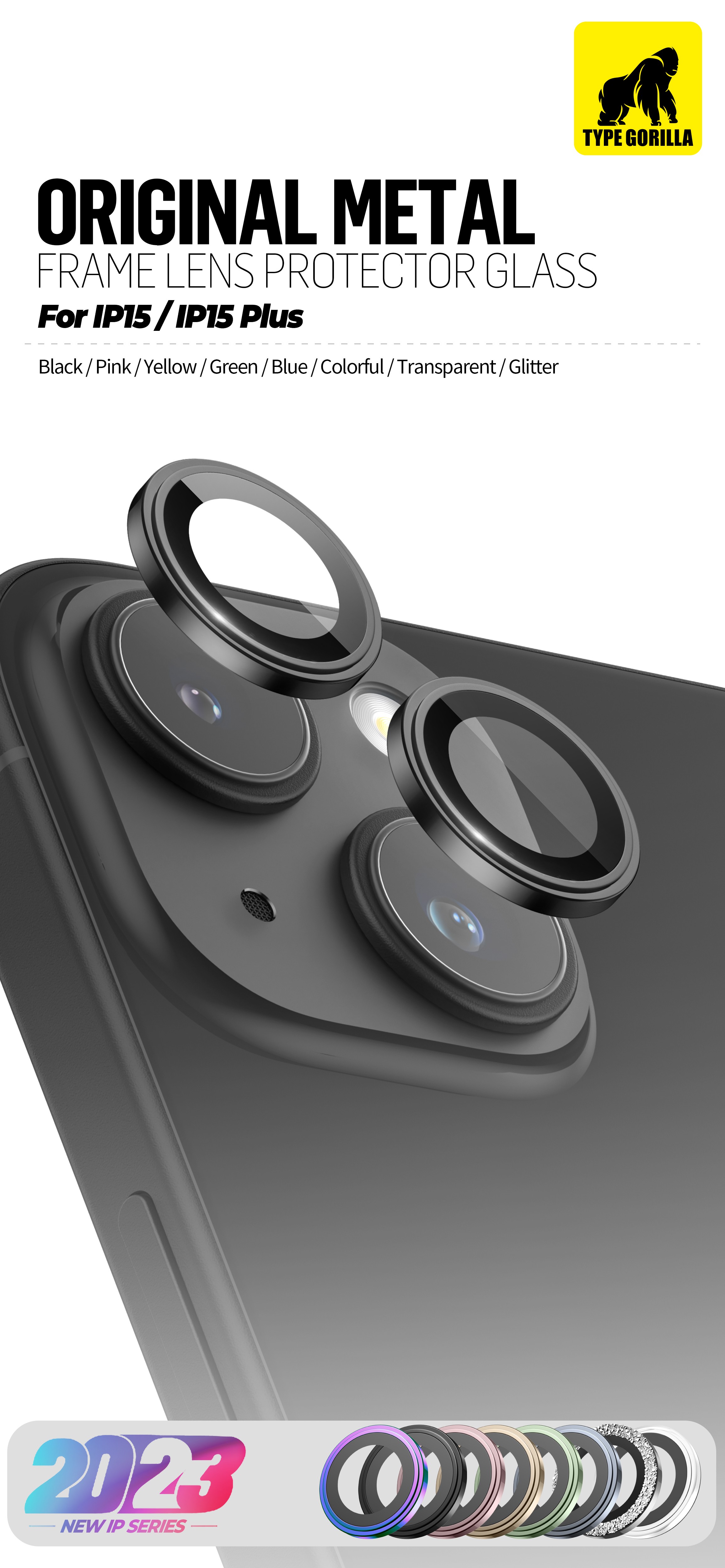 Apple iPhone 15 Pro Max TG Original Metal 3D Kamera Védő Üvegfólia - Feket