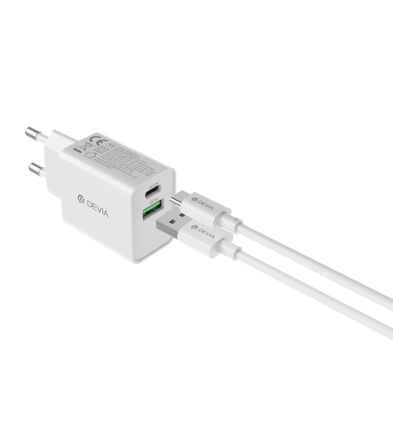 Devia A843 Smart PD 30W Hálózati Töltőfej - Fehér