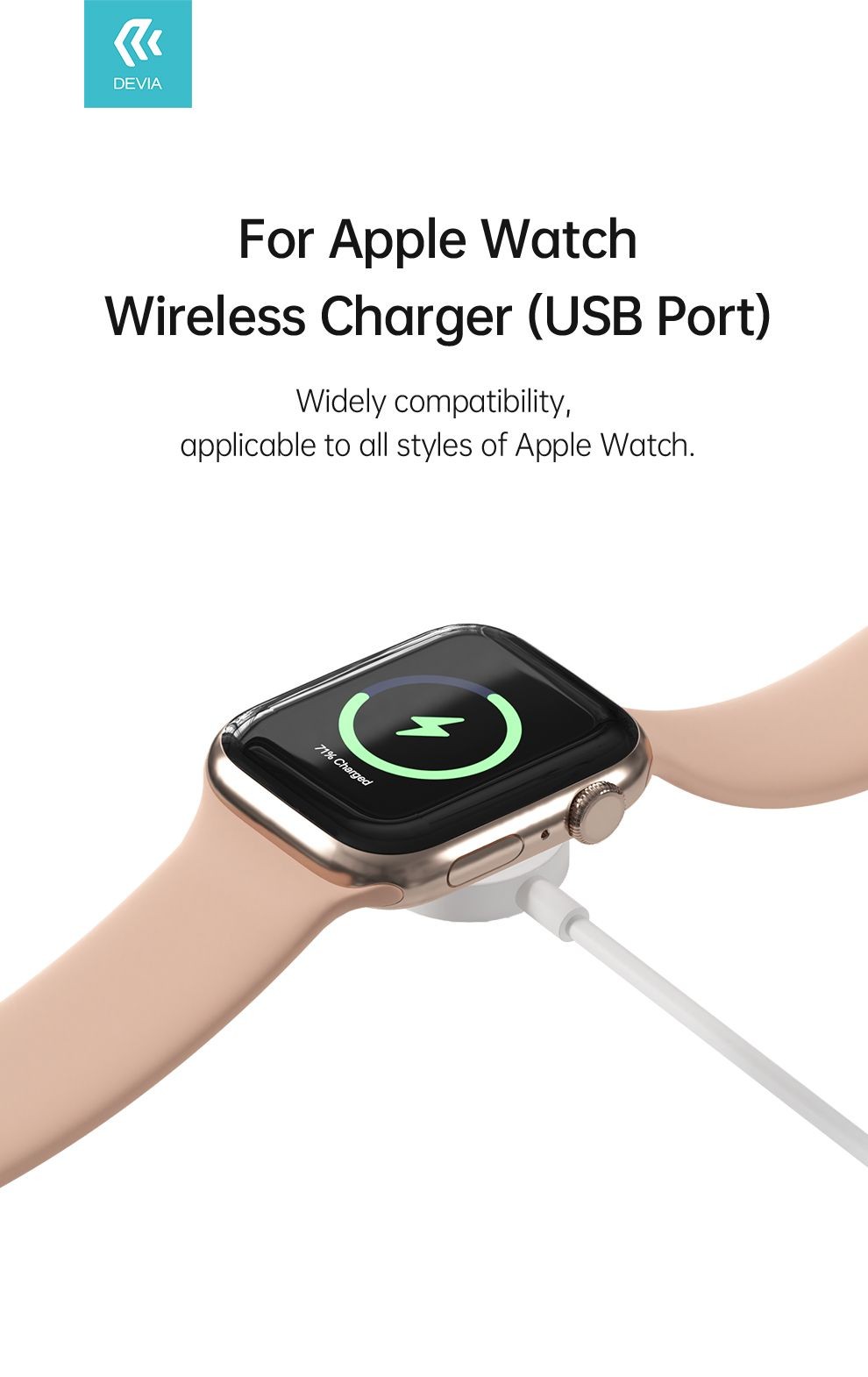 DEVIA EA398 Kintone USB-A Magnetic Wireless Apple iWatch Töltő - Fehér