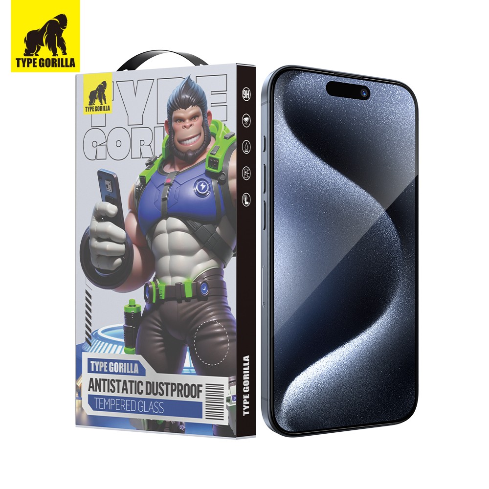 Apple iPhone 15 Plus TG ESD Anti-Static 2.5D Full Üvegfólia - Fekete