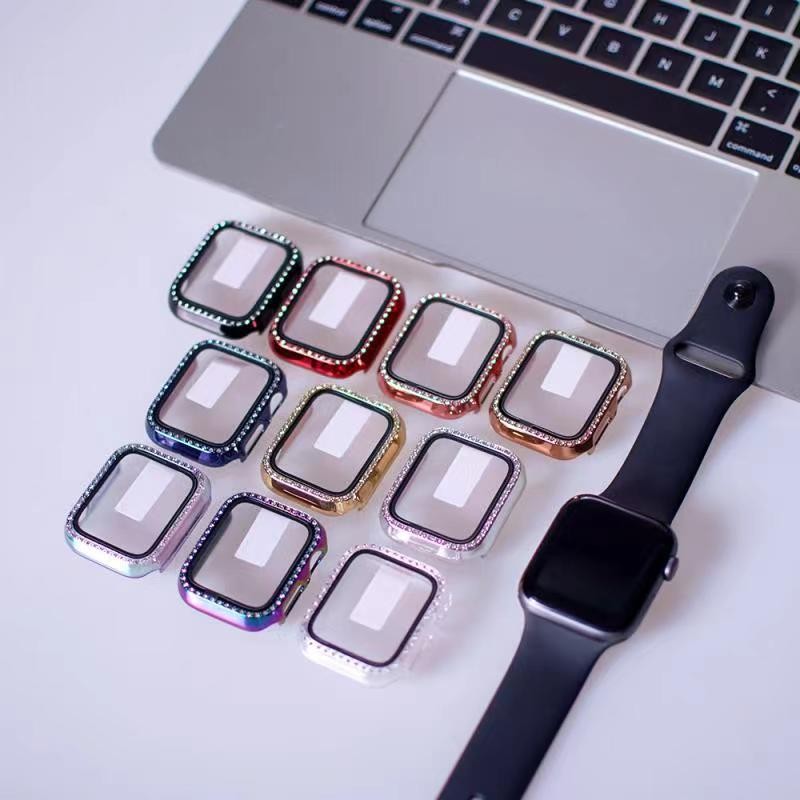 iWatch 4/5/6/SE 44mm Lito S+ Köves Üveg Előlap - Piros