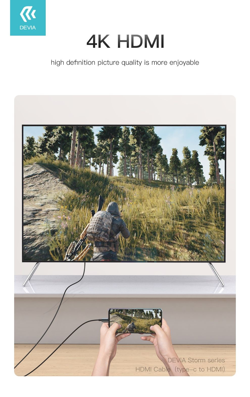DEVIA EC084 (update) Storm USB Type-C 2M 4K HDMI Kábel - Fekete