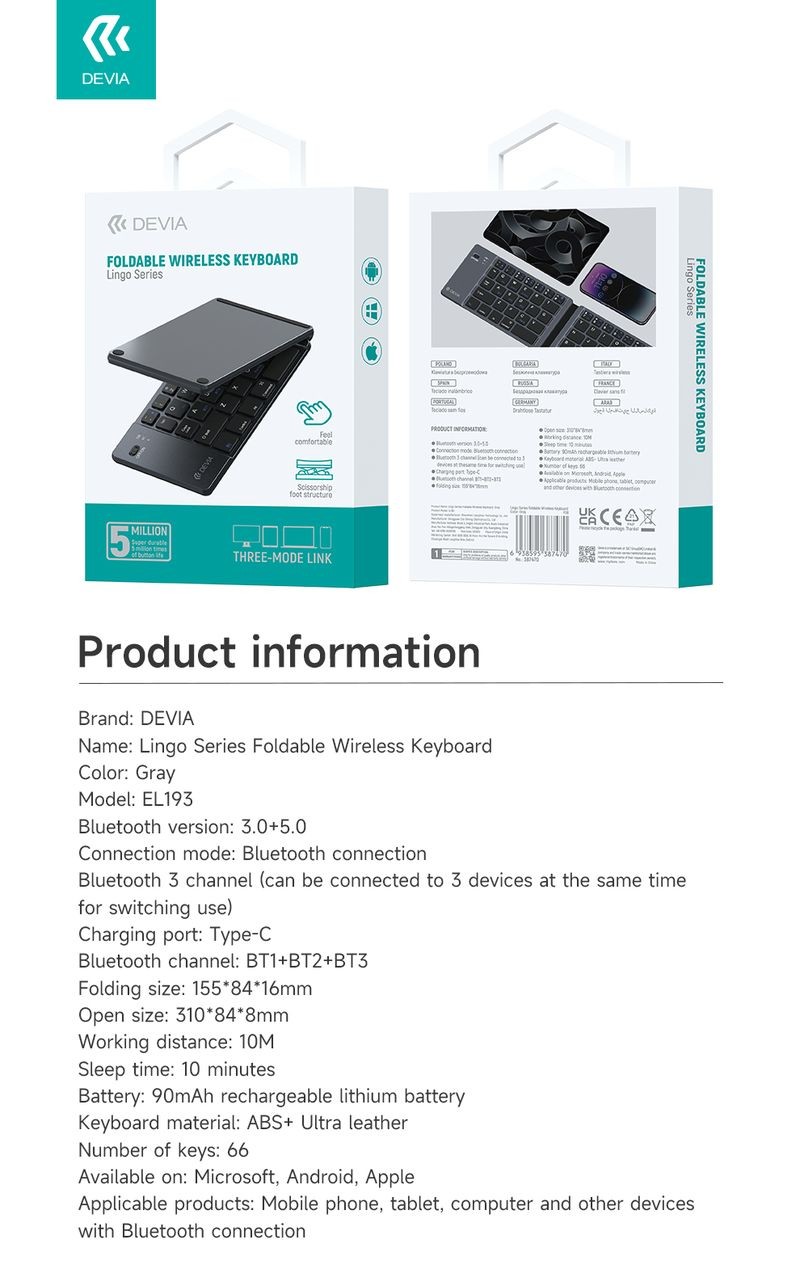Devia EL193 Lingo Wireless Billentyűzet - Fekete