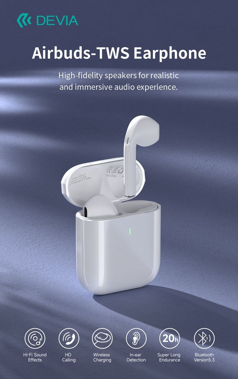 Devia Airbuds TWS Bluetooth 5.2 Headset - Fehér