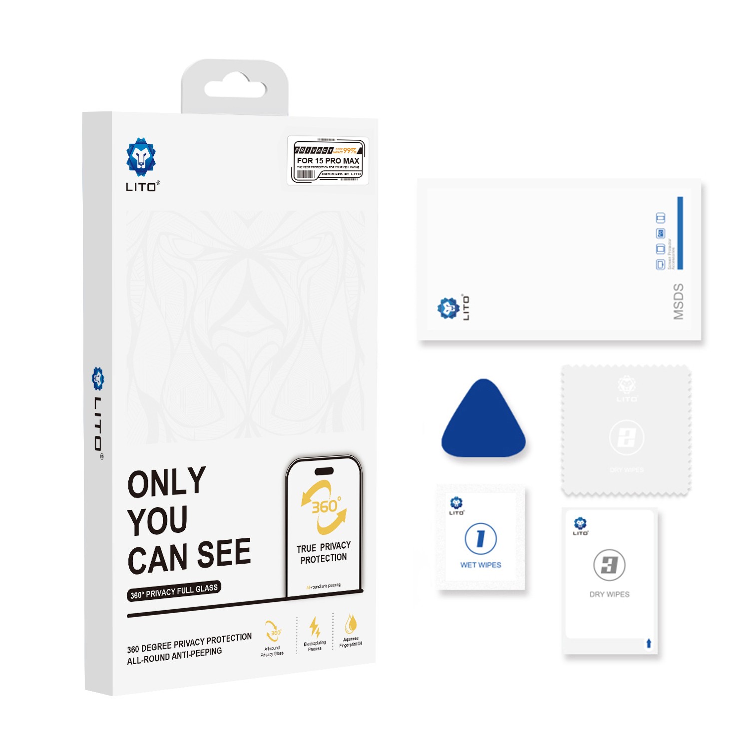 Apple iPhone 14 Pro Max Lito D+ Ultra 360 Privacy 2.5D Full Üvegfólia - Fe