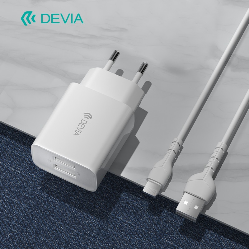 Devia RLC-526 Smart 2.4A 2xUSB Hálózati Töltőfej + 1m Lightning Töltőkábel
