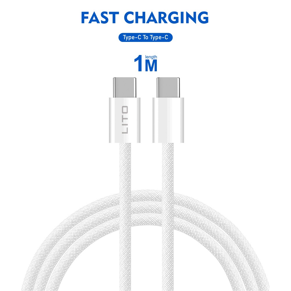 Lito Fast Charging PD 60W USB Type-C 1M Adatkábel - Fehér