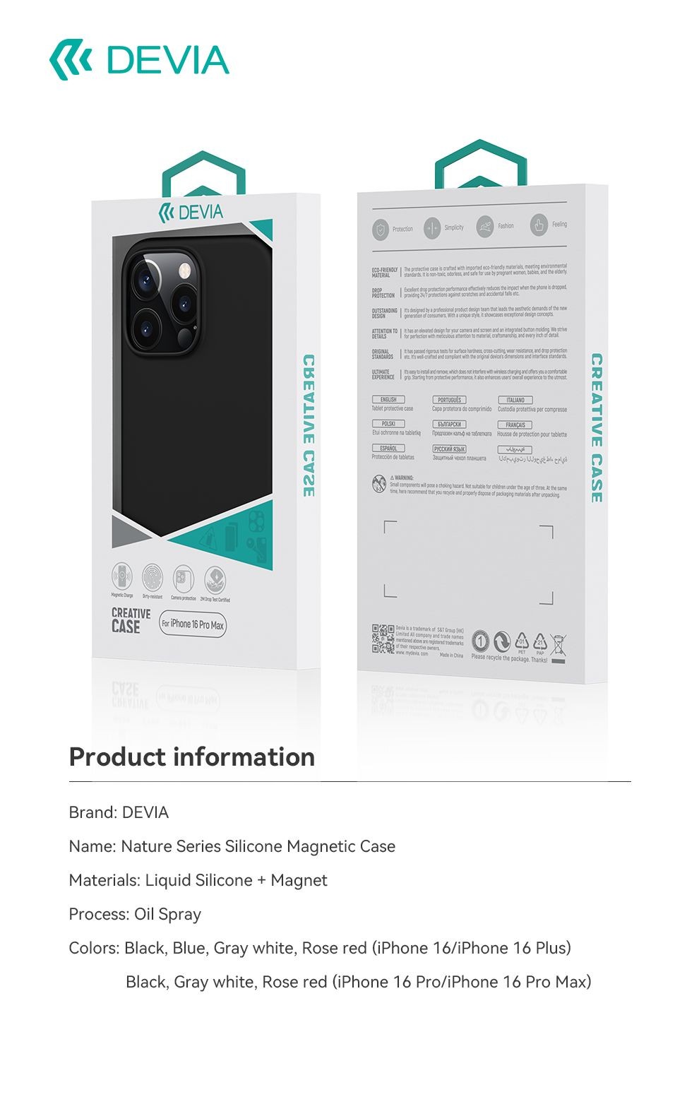 Apple iPhone 16 Devia Nature Liquid Silicone Magsafe Hátlap - Sötétkék