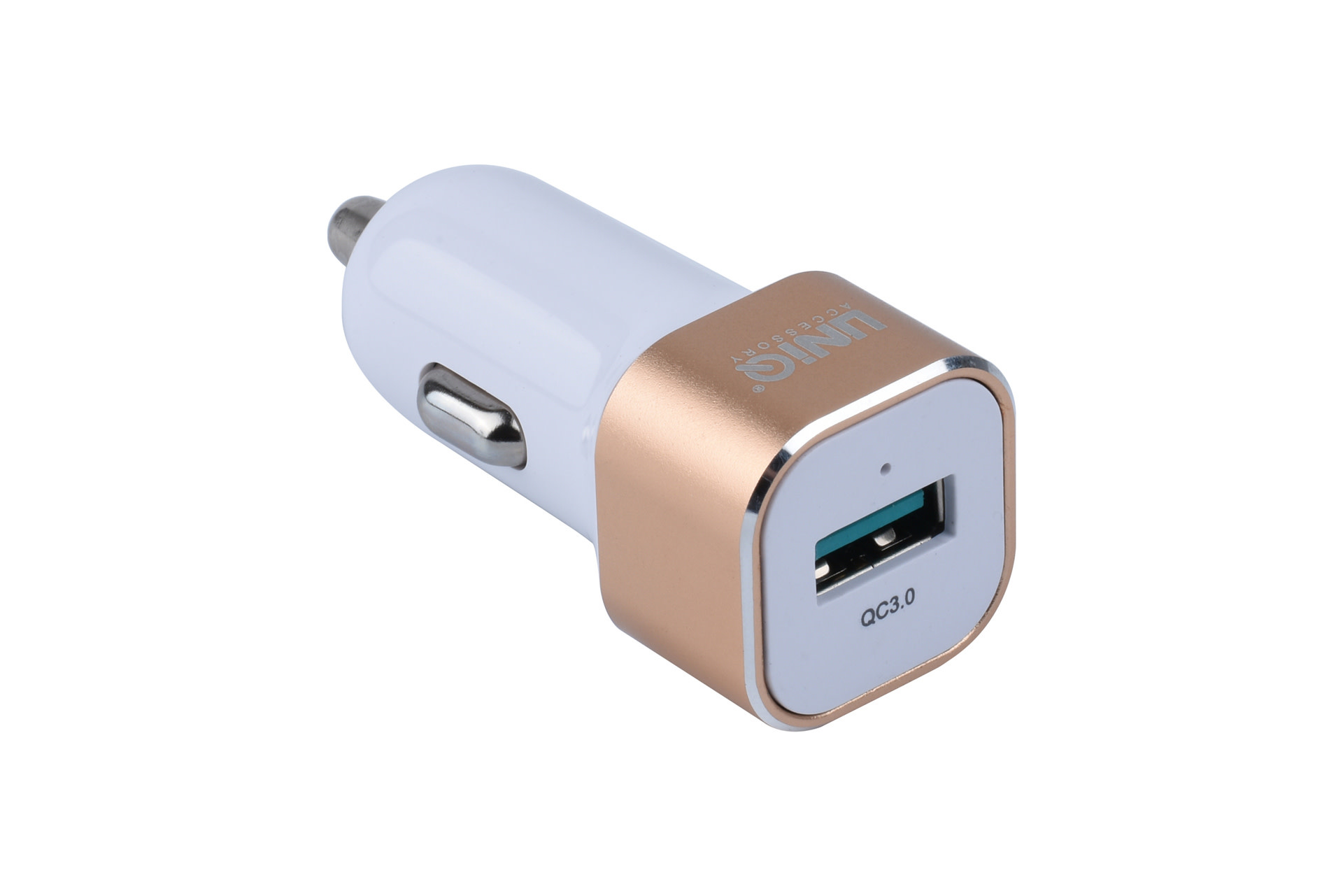 UNIQ 1xUSB 2.4A Autós Töltőfej + Micro USB 1M Adatkábel - Rose Gold