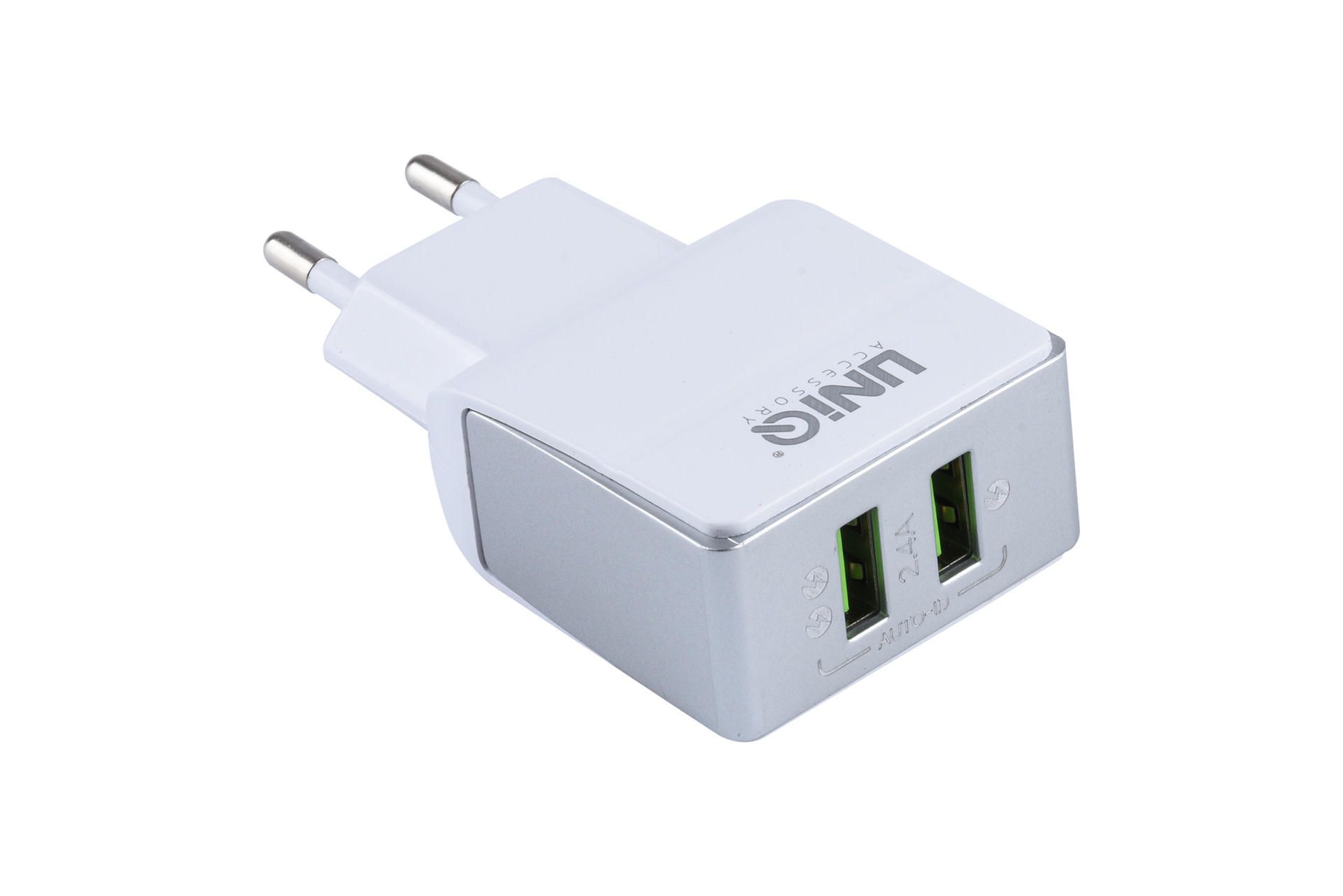 UNIQ 2.4A 2xUSB Hálózati Töltőfej + 1m Micro USB Töltőkábel - Fehér
