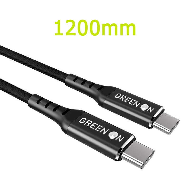 Green On GR09 PD 60W USB Type-C 1.2M Adatkábel - Fekete