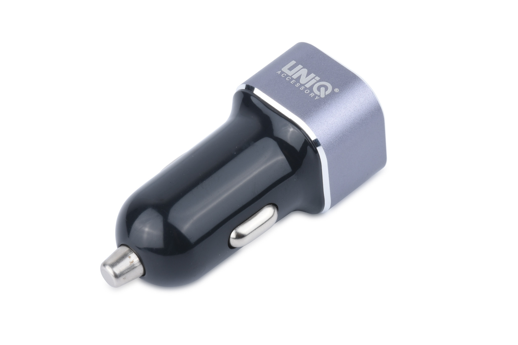 UNIQ 2.4A 2xUSB Autós Töltőfej + Micro USB 1M Adatkábel - Grafit