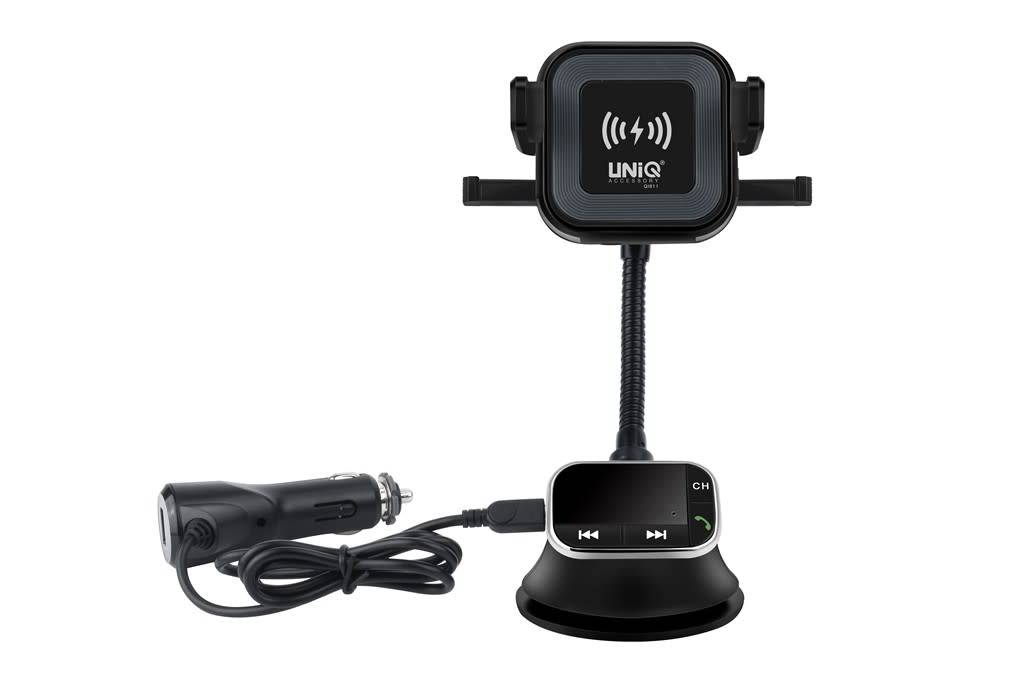 UNIQ Bluetooth FM Transmitter és Suction Pad Autóstartó - Fekete