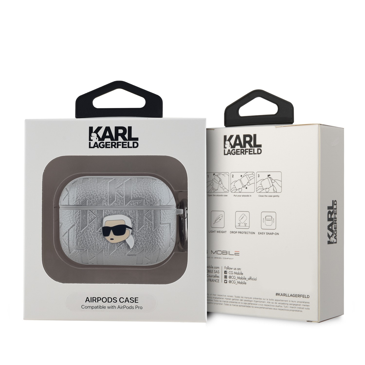 Apple Airpods Pro KARL LAGERFELD KLAPPGKIPS Tartó - Ezüst