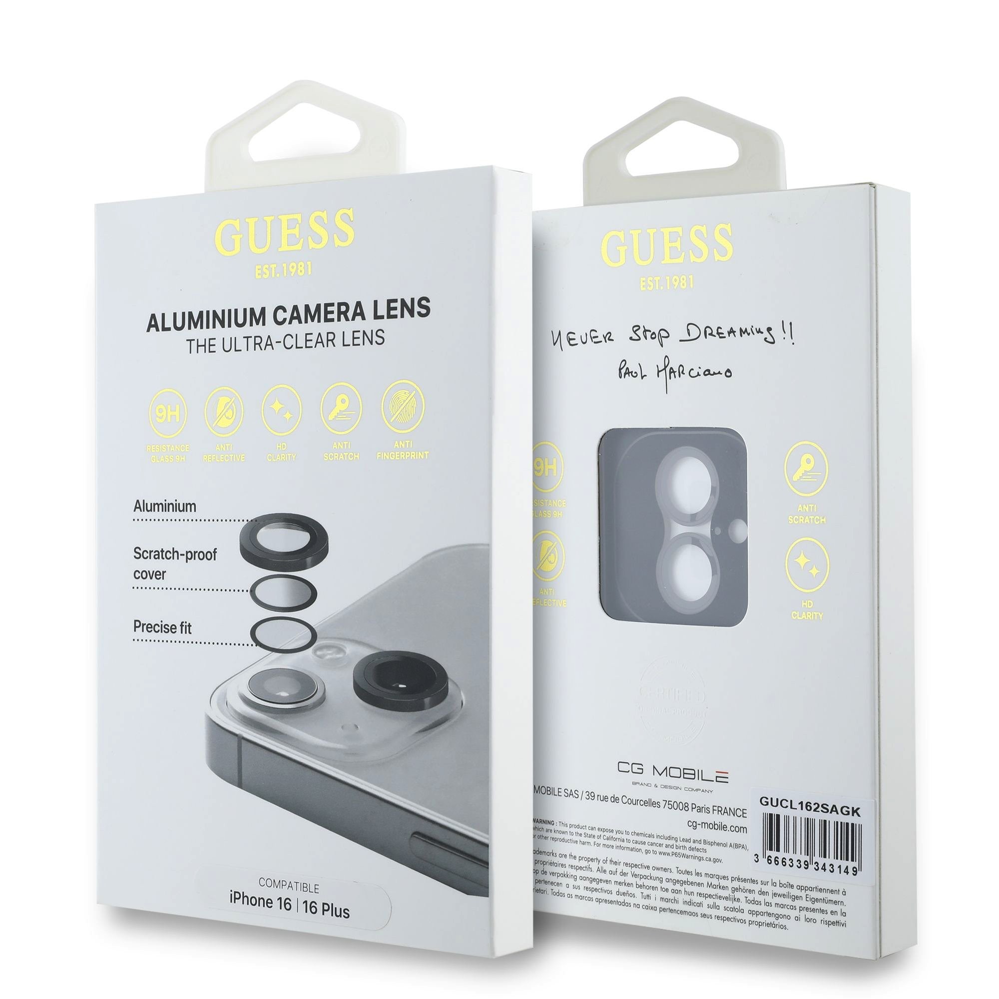 Apple iPhone 16/16 Plus Guess GUCL162SGGP Metal 3D Kameravédő Üvegfólia - 