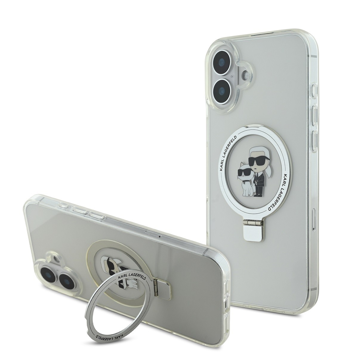 Apple iPhone 16 KARL LAGERFELD KLHMP16SHMRSKCH MagSafe Ringstand Hátlap - 