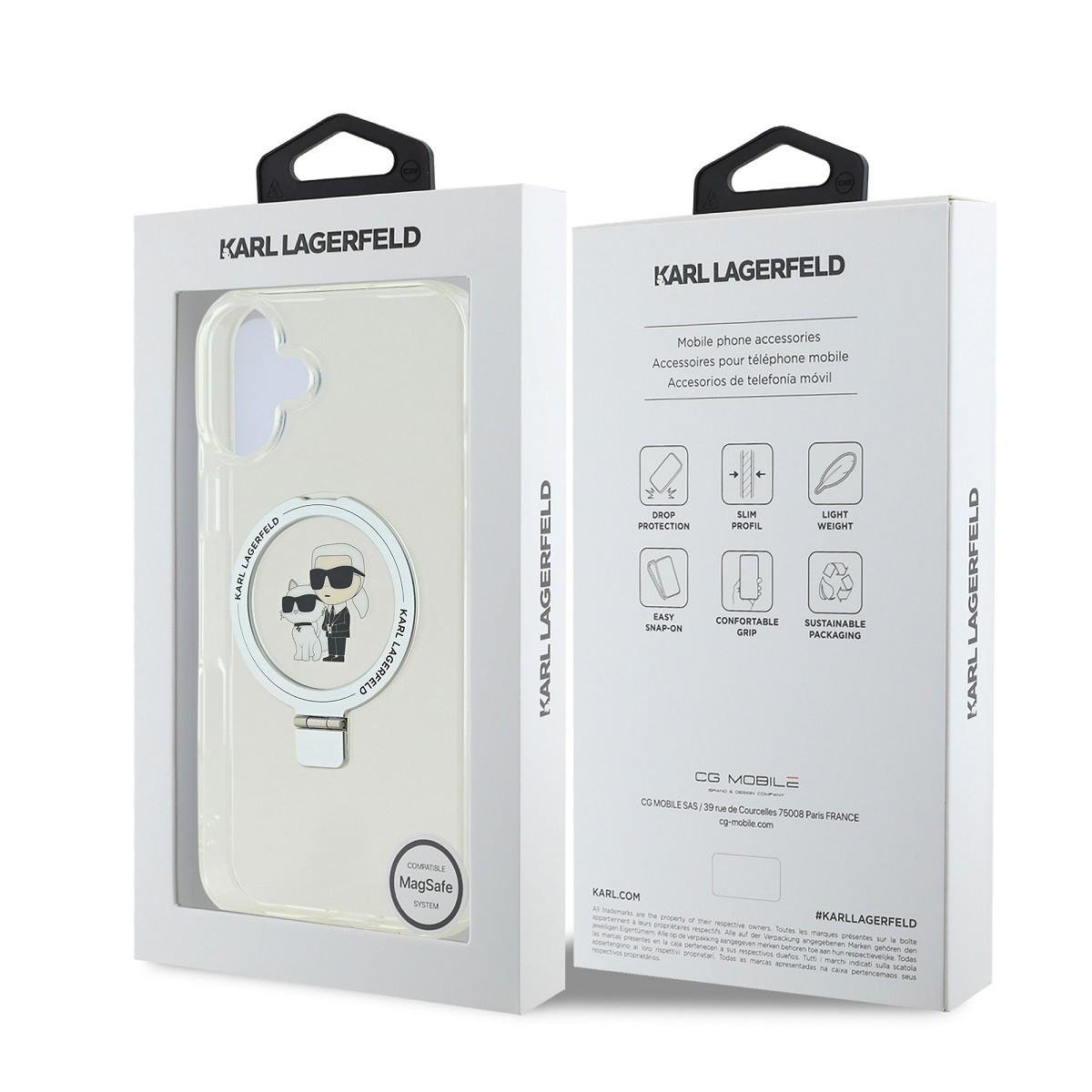 Apple iPhone 16 KARL LAGERFELD KLHMP16SHMRSKCH MagSafe Ringstand Hátlap - 