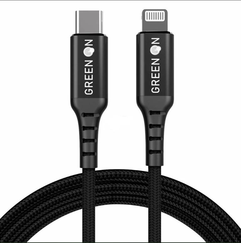 Green On GR10 PD 60W USB Lightning PD 2M Adatkábel - Fekete