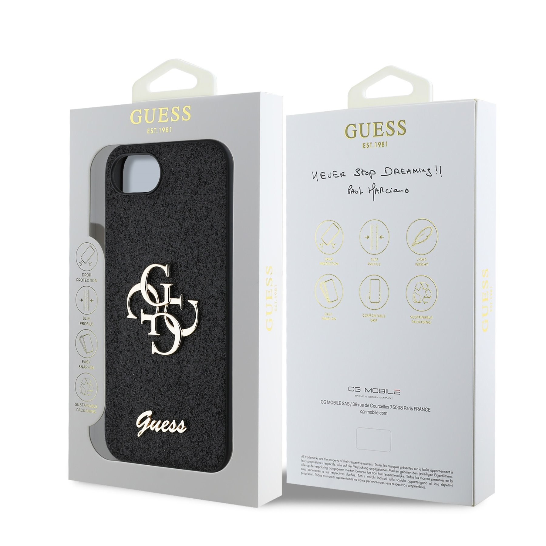 Apple iPhone 16e GUESS GUHCPSE4HG4SGK Hátlap - Fekete